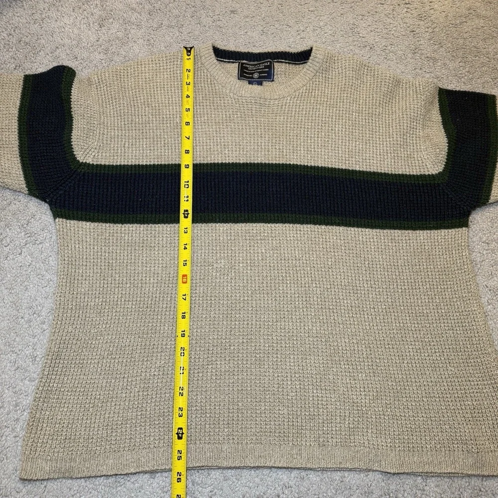 American‎ Eagle Outfitters Sweater L Men Beige Blue Green Chest 48